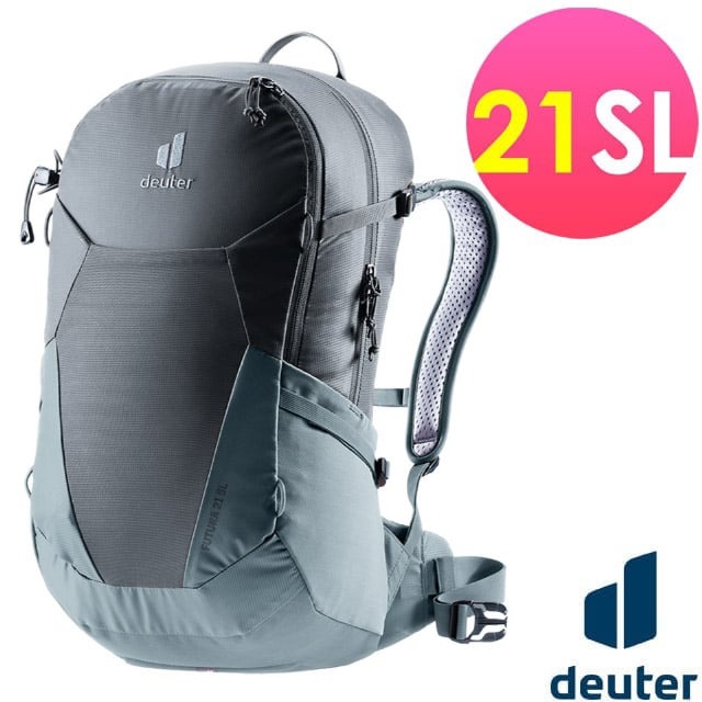 【Deuter】FUTURA 透氣網架背包21SL(女性窄肩款)/休閒背包.旅遊背包.攻頂包/3400021黑/水藍✿30E010